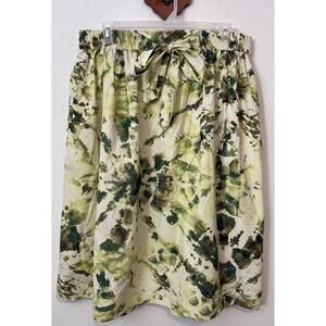 Truly 4 You Womens 2x Green Elastic Waist Belted Midi Pocketed Skirt NWT! M1496